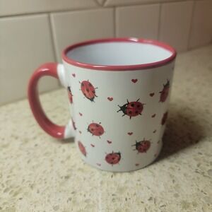 Burton + Burton Ladybug Hearts Coffee Tea Cocoa Mug Red White 14oz